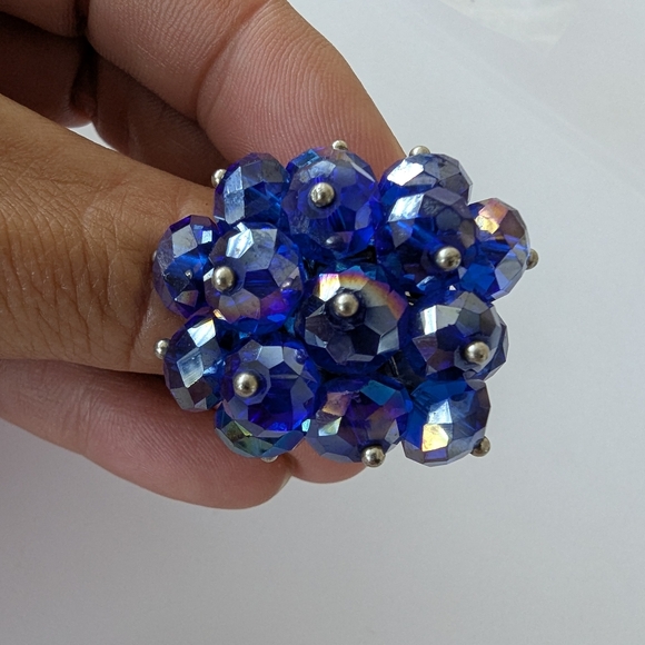 VTG BLUE AB CLUSTER RING - Picture 1 of 6